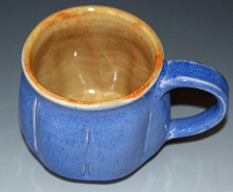 Ceramic Mug / Porcelain Mug / Blue / Orange Shino / Small image 3