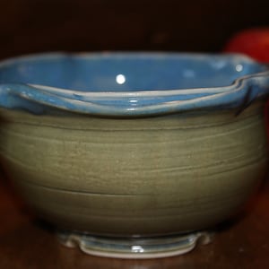 Small Ceramic Bowl / Dessert Bowl / Green / Blue / Double Rim