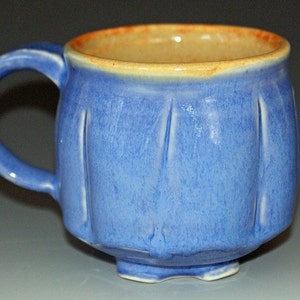 Ceramic Mug / Porcelain Mug / Blue / Orange Shino / Small image 1