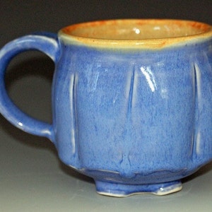 Ceramic Mug / Porcelain Mug / Blue / Orange Shino / Small image 4