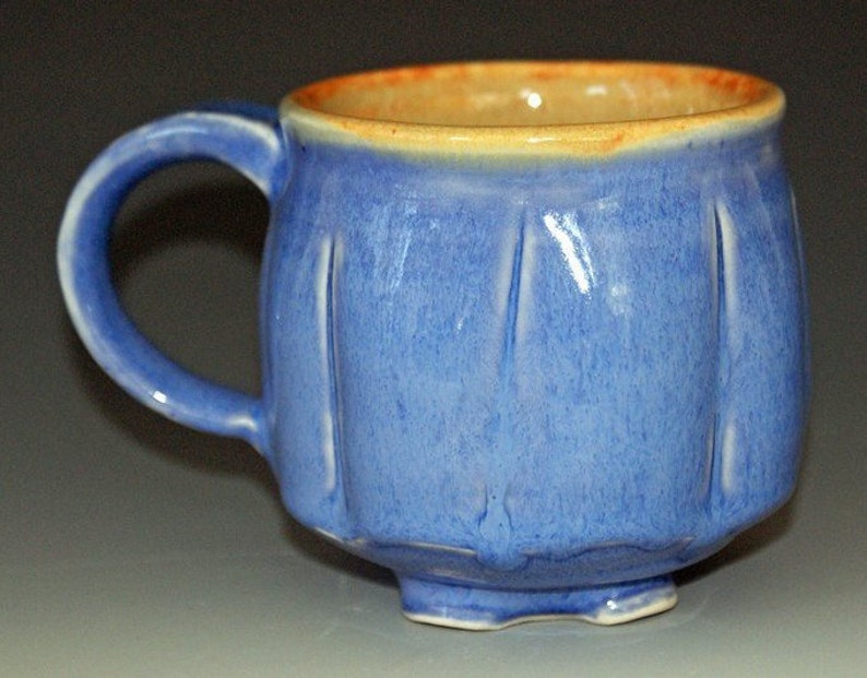 Ceramic Mug / Porcelain Mug / Blue / Orange Shino / Small image 4