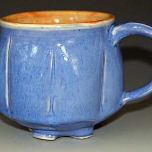 Ceramic Mug / Porcelain Mug / Blue / Orange Shino / Small image 2