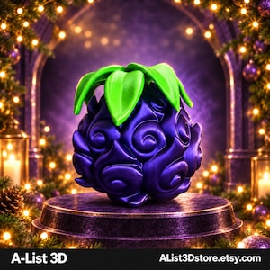 Yami Yami No Mi Dark Fruit, 3D Printed Anime Figurine, Purple or Blue