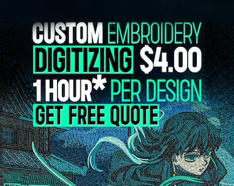 Custom Embroidery Digitizing Service: Logo, Anime, 3D