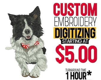 Custom Embroidery Digitizing Service: Pet & Logo Designs