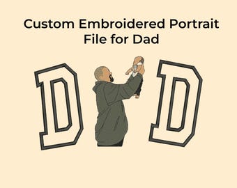Custom Embroidered Portrait, Personalized Photo for Dad (Digital File)