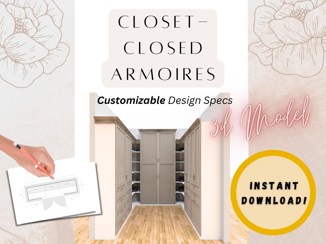 Custom Walk-in Closet Design PDF | Downloadable Specs & Adjustable ...