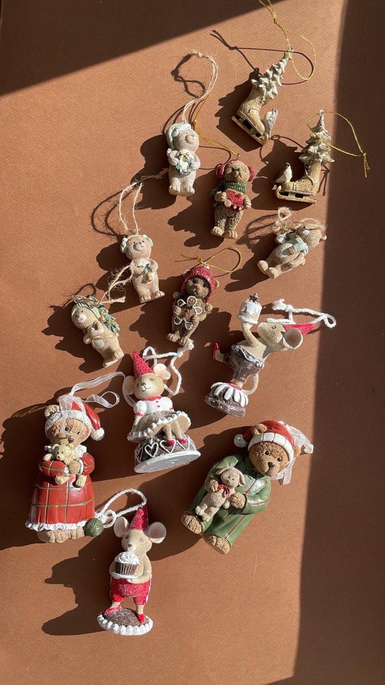 Christmas Teddy Bear Ornament – Vintage Style Holiday Figurine with Plush Toy, Hanging Polystone Decoration (12×6.5 cm) – Choose Your Design image 7