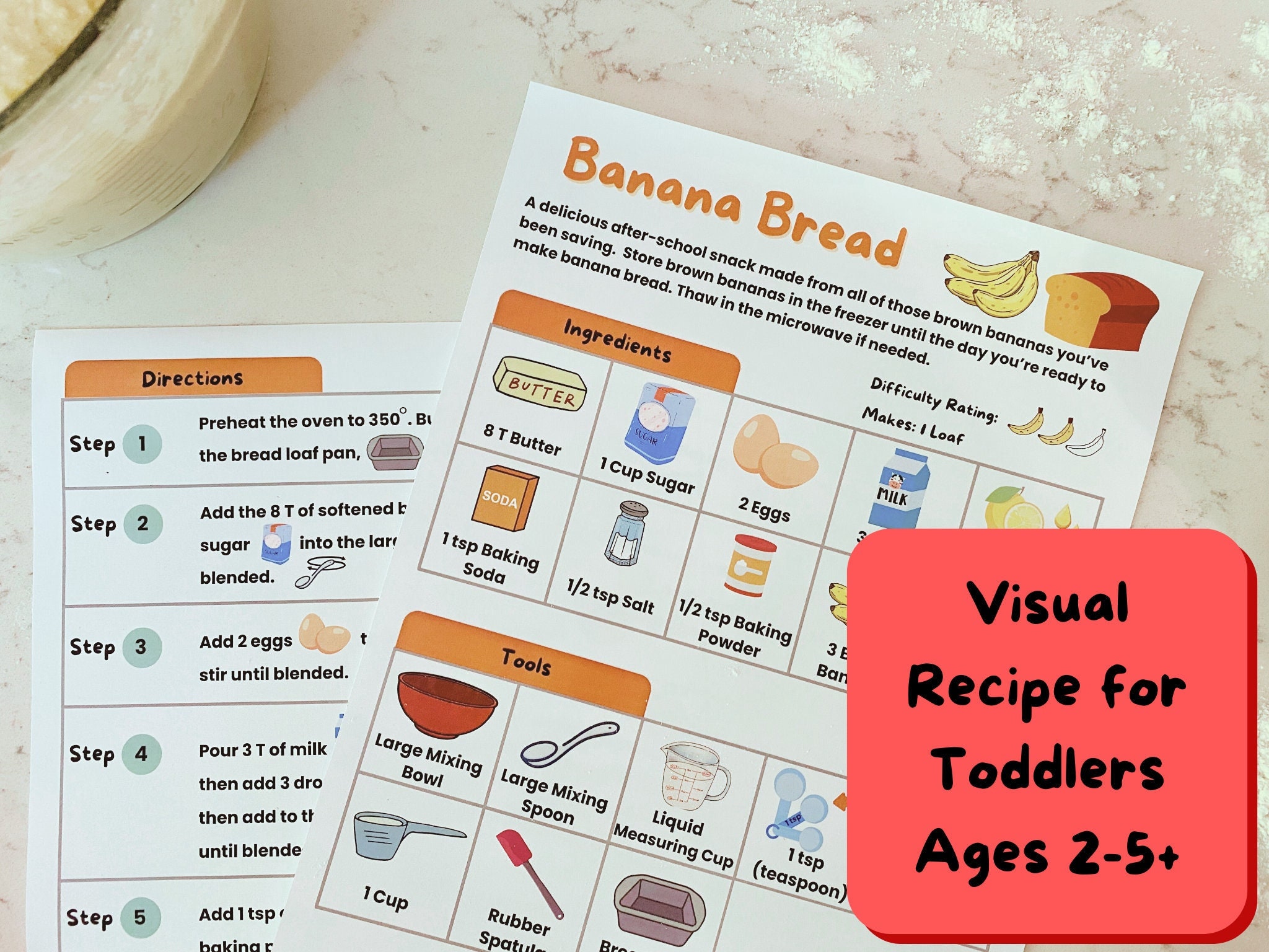 Banana Bread Visual Toddler Recipe - Etsy