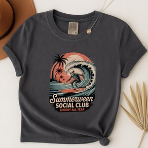 Summerween Social Club Shirt Summerween Shirt Summer Halloween TShirt Spooky Season Tee Skeleton Beach Tshirt Halloween Beach Summer Vibes