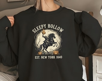 Legend of Sleepy Hollow Halloween-tröja, huvudlös ryttare, vintage Halloween-kläder, läskig säsongspresent, Dark Academia