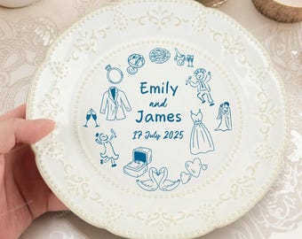 Custom Wedding Plate, Personalized Porcelain Platter Plate, Couple Wedding Keepsake, wedding Dinner Gift, Wedding Gift for Newlyweds