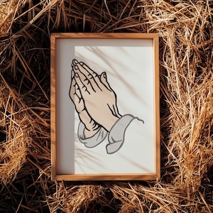Praying Hands Embroidery Design Faith Christian Symbol Religious Machine Embroidery File Prayer Hands Stitch Pattern Formats DST PES Jef HUS