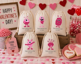 Monster Valentine's Day Favor Bags: Kids' Personalized Goodie Bags
