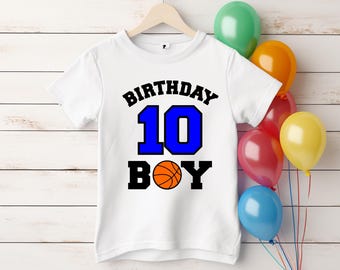 Basketball Themed Birthday T-Shirt for the Birthday Boy, Custom Age and Colors
