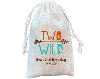 Two Wild Birthday Favor Bags: Personalized 2nd Birthday Goodie Bag
