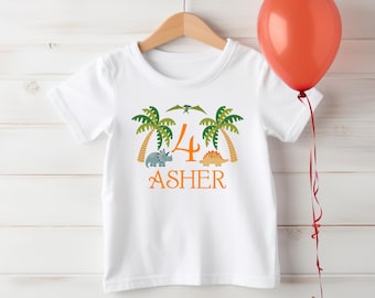 Dinosaur Birthday T-Shirt, Personalized Dino Kids Birthday Shirt
