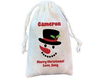 Kids' Christmas Gift Bags, Snowman Personalized Candy, Treat and Party Favor Bag