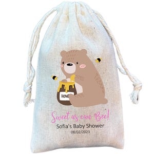 Bear and Honey Bee Party Favor Bags: Cotton Goodie Bag