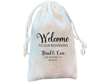 Personalized Wedding Favor Bags: Welcome to Our Beginning