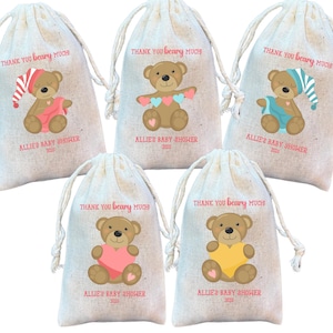 Teddy Bear Party Favor Bags: Muslin Cotton Goodie Bags
