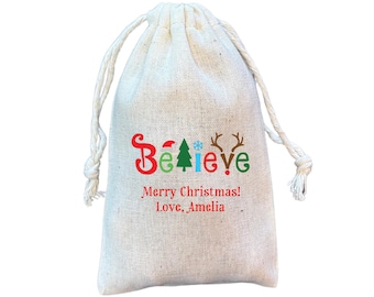 Christmas Gift Bags, Personalized Holiday Treat and Party Favor Bag