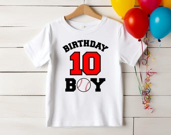 Baseball Themed Birthday T-Shirt for the Birthday Boy, Custom Age and Colors