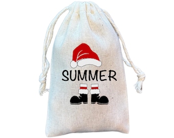 Kids' Christmas Gift Bags, Jolly Santa Personalized Candy, Treat and Party Favor Bag