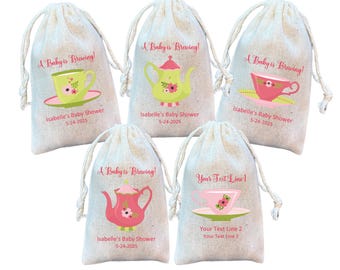 Personalized Tea Party Favor Bags: Baby Shower, Bridal Shower