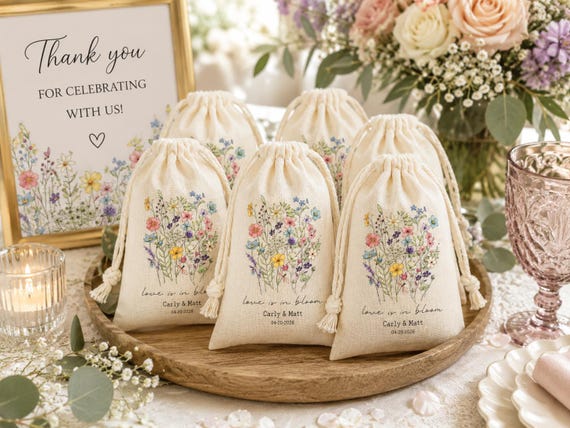 Wildflower Favor Bags: Garden Theme, Love is In Bloom