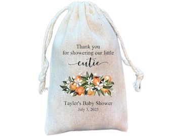 Clementine Baby Shower Favor Bags: Orange Citrus Theme