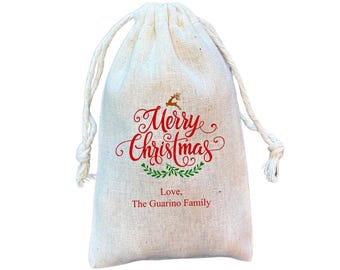 Christmas Gift Bags, Personalized Holiday Treat and Party Favor Bag