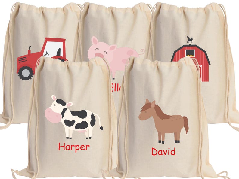 Personalized Farm Animal Party Favor Bags: Barnyard Birthday Keepsake ...