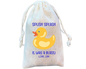 Rubber Ducky Party Favor Bags: Personalized Muslin Goodie Bag