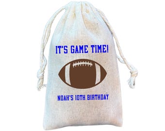 Personalized Football Party Favor Bag: Muslin Goodie Bag