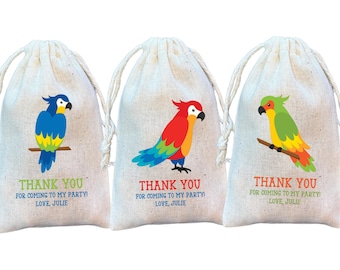 Parrot Party Favor Bags, Tropical Gift and Goodie Bags for Luau Birthday Party, Baby Shower or Bridal Shower (Item 1839A)