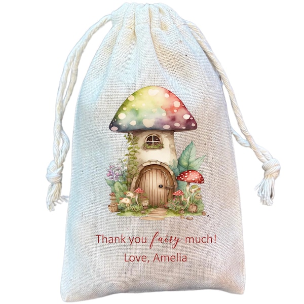 Sacs pour cadeaux de fête Champignons féeriques : Sac cadeaux en coton Jardin enchanté