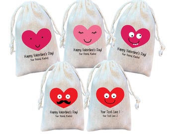 Personalized Emoji Heart Valentine's Day Goodie Bags