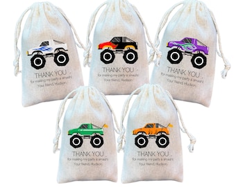 Monster Truck Party Favor Bags: Reusable Cotton Goodie Bags