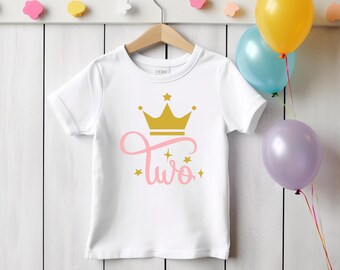 Princess T-Shirt or Bodysuit for 2nd Birthday, Second Birthday Party Shirt