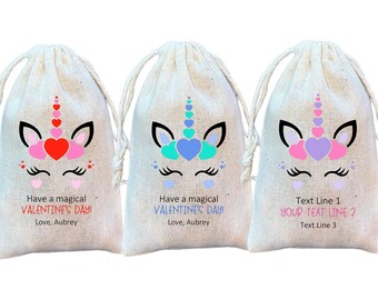Unicorn Valentine's Day Favor Bags: Kids' Custom Goodie Bags