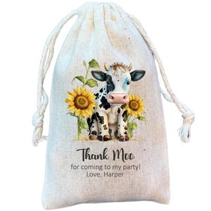 Sunflower Cow Party Favor Bags: Farm Birthday, Baby Shower