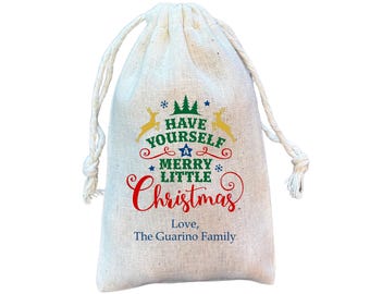 Christmas Gift Bags, Personalized Holiday Treat and Party Favor Bag