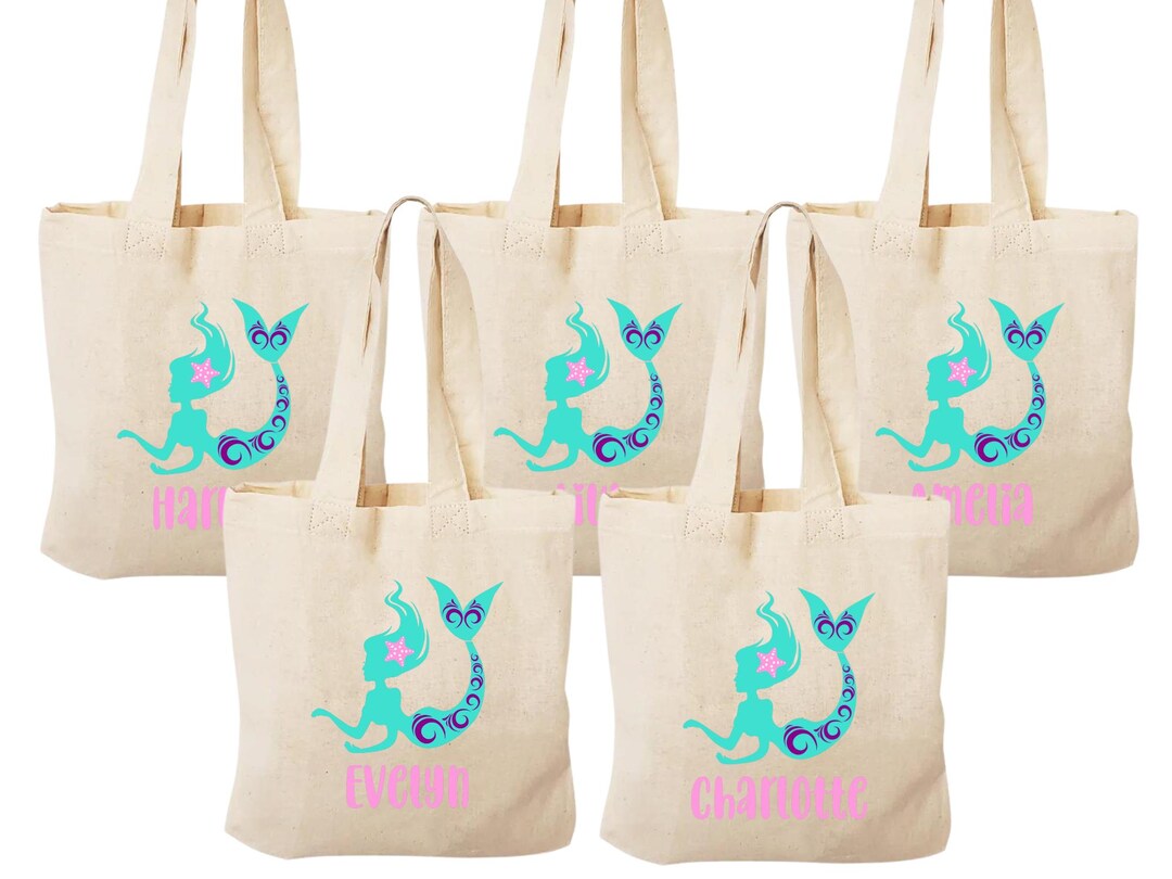 Personalized Mermaid Party Favor Bags: Under the Sea Cotton Tote - Etsy