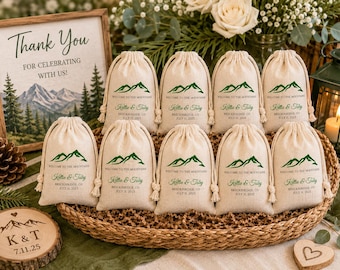 Mountain Wedding Favor Bags: Personalized Welcome Gift