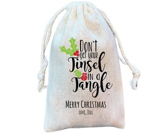 Christmas Gift Bags, Don't Get Your Tinsel in a Tangle, Holiday Treat and Party Favor Bag