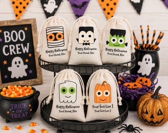 Personalized Kids Halloween Favor Bags: Monster Goodie Bags