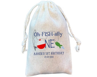 Fishing 1st Birthday Party Favor Bags: Personalized Goodie Bag
