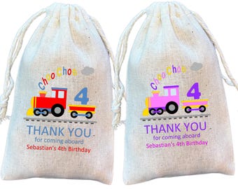 Choo Choo Train Party Favor Bags, Custom Birthday Party Gift and Goodie Bags