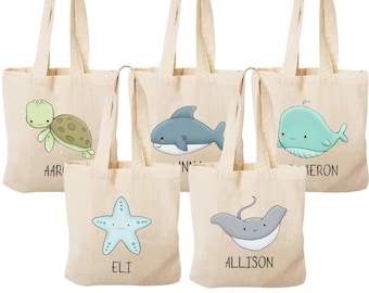Personalized Under the Sea Party Favor Bags: Sea Animal Mini Tote